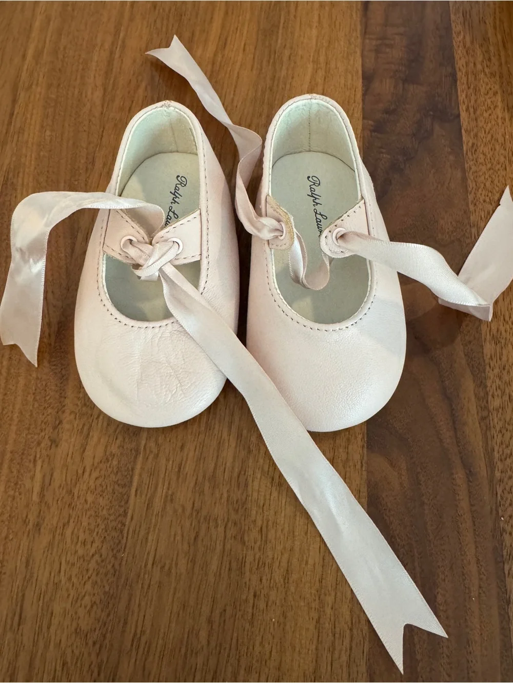 Ralph Lauren Baby Girls Pale Pink Ribbon Ballet Flats